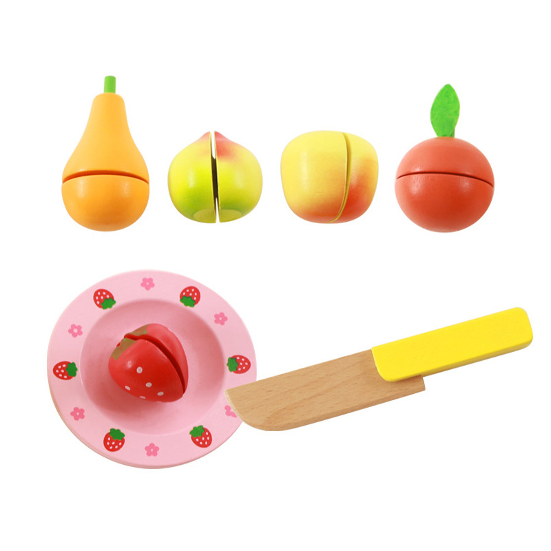 Children play home fruit and vegetable cutting music wood fruit and vegetable cutting to see girls education early fun toys details Picture
