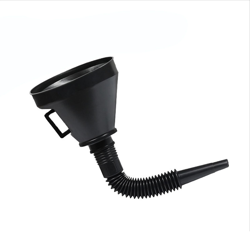 Automobile and motorcycle fuel funnel, fuel hopper with filter screen, blow-molded funnel, self-driving tour emergency tool, 135MM black