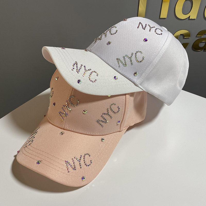 网红同款NYC水钻棒球帽女逛街时尚鸭舌帽旅游百搭防晒遮阳帽子男细节图