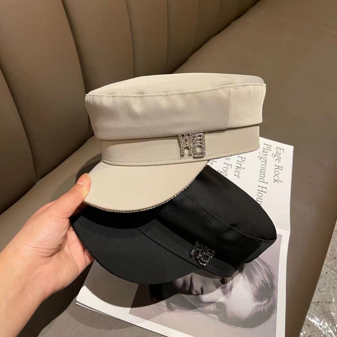 Early spring new King Water Diamond Navy cap, Korean style, trendy, casual and fashionable British flat top cap, the same style of baseball cap as the Internet celebrity