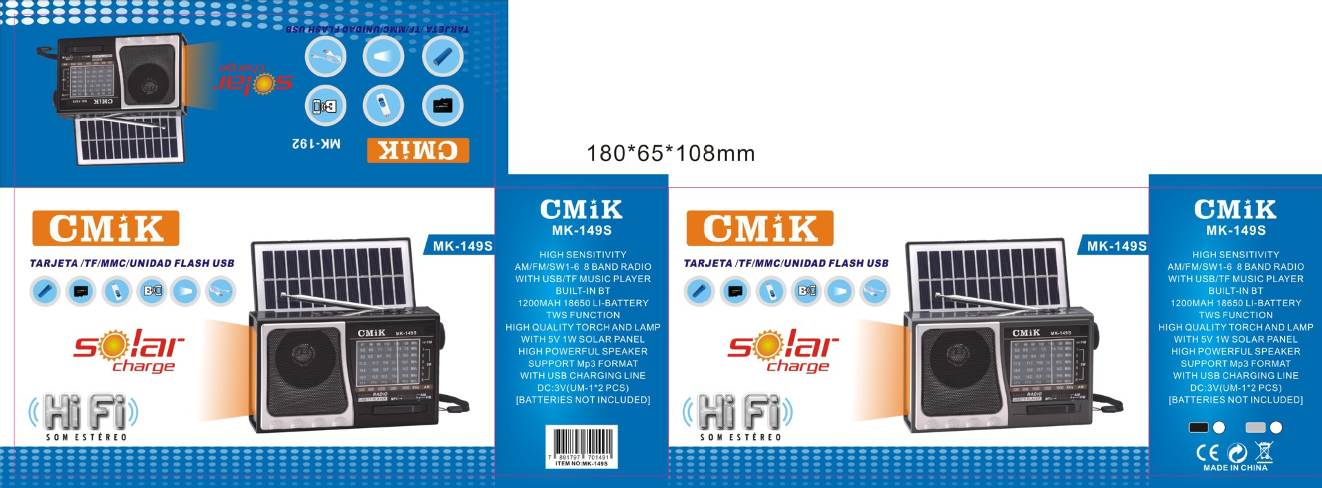 cmik's new card-inserting semiconductor radio is a full-band indoor portable full-frequency FM multimedia radio speaker Specification image