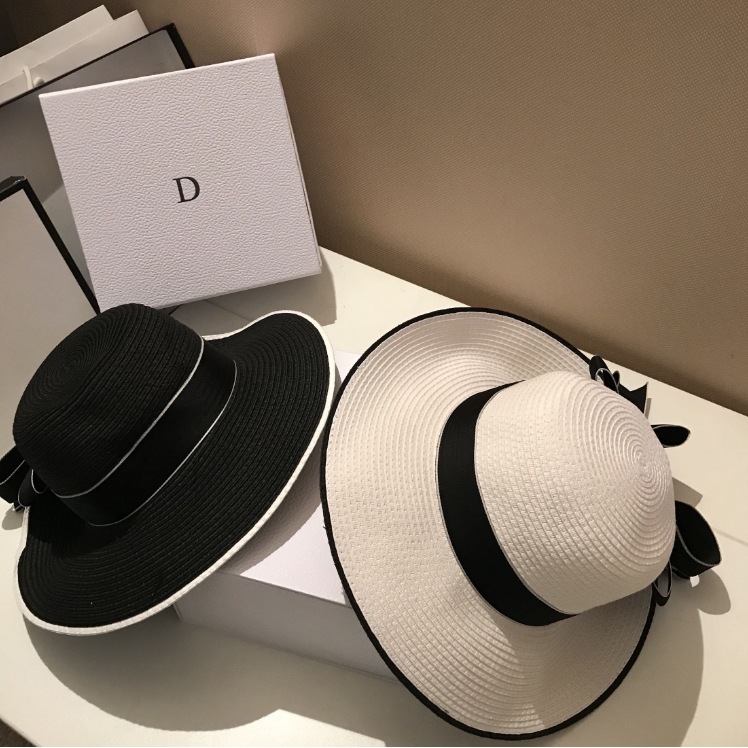 Summer women's hats, new bow straw hats, Japanese-style sun protection hats, raffia grass small bee basin hats, and travel sun protection hats details Picture