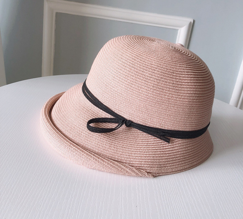 Hepburn style straw hat, retro and youthful, making the face look smaller, foldable Japanese grass sun hat, children, summer beach Specification image