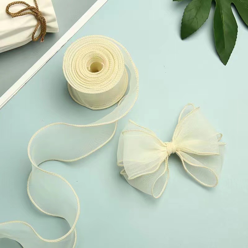 4cm雪纱婚礼彩带鱼尾纱 DIY韩版涤纶织带蝴蝶结丝带厂家直供详情图14