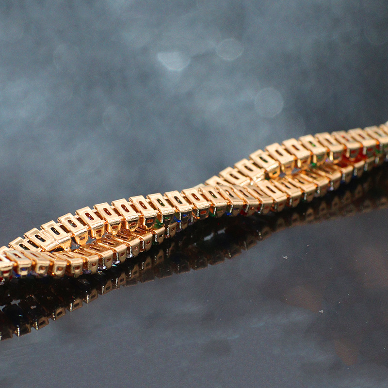 【 Rectangular & Round 】 Rectangular meta-shaped zircon claw chain, copper studded with diamonds, handcrafted chain, nail art, clothing and jewelry in stock 8 Item Picture