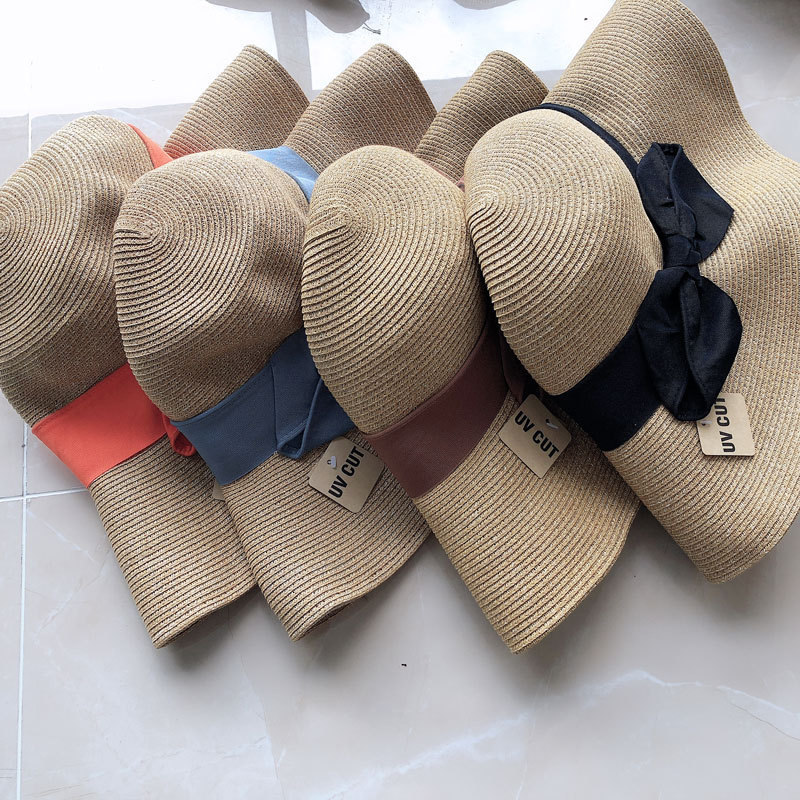 孙俪娘娘同款草帽子出口日本外贸夏季可折叠防UV防晒帽子女遮阳帽