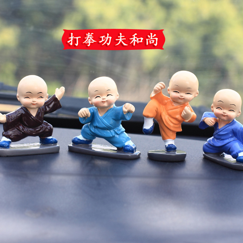 New creative car decoration, a colorful coat of Kung Fu monk resin display piece, a cute gift decoration for both car and home use undefined