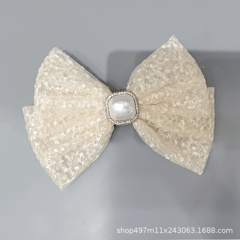 New Korean Lace Double Bow Hair Clip Simple Fashion Back Head Spring Clip Hair Accessories Manufacturers Direct Supply Specification drawing