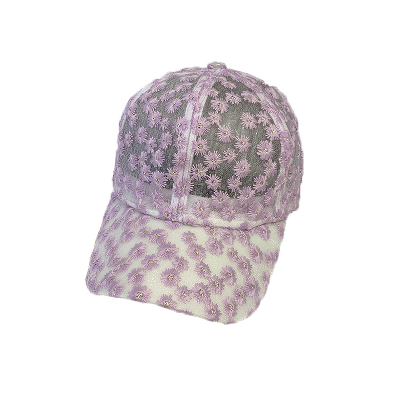 Summer Korean version of sun hat, Instagram chrysanthemum lace breathable baseball cap, fresh and cute cap, women's baseball cap Item Picture