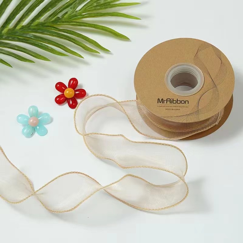 4cm雪纱婚礼彩带鱼尾纱 DIY韩版涤纶织带蝴蝶结丝带厂家直供详情图18