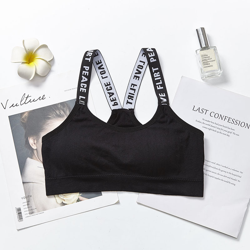 Cross-border multi-color seamless English letter double shoulder strap, beautiful back wrap, no steel ring, sports bra, strapless underwear for women undefined