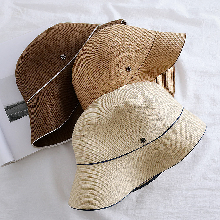 Japanese-style simple fisherman's hat, women's summer basin hat, foldable, elegant and casual, beach travel hat, sunshade hat, trendy details Picture