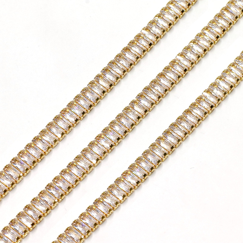 【 Rectangular & Round 】 Rectangular meta-shaped zircon claw chain, copper studded with diamonds, handcrafted chain, nail art, clothing and jewelry in stock 15 Application Scenario