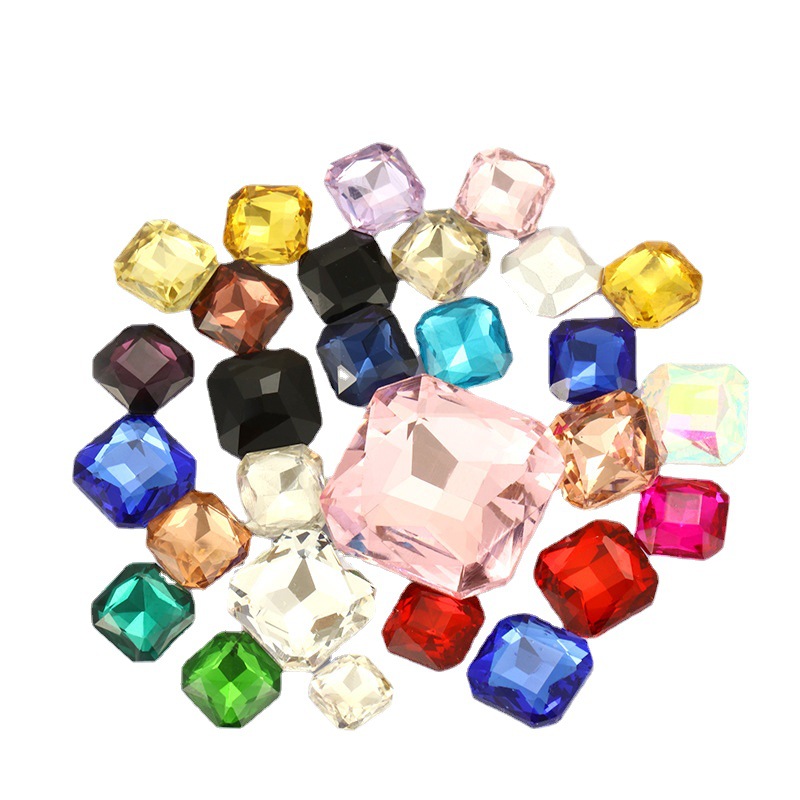 Factory wholesale of pointed-bottom crystal diamonds, diy phone cases, perfume seat stickers, diamond materials, square octagonal irregular water diamonds Item Picture