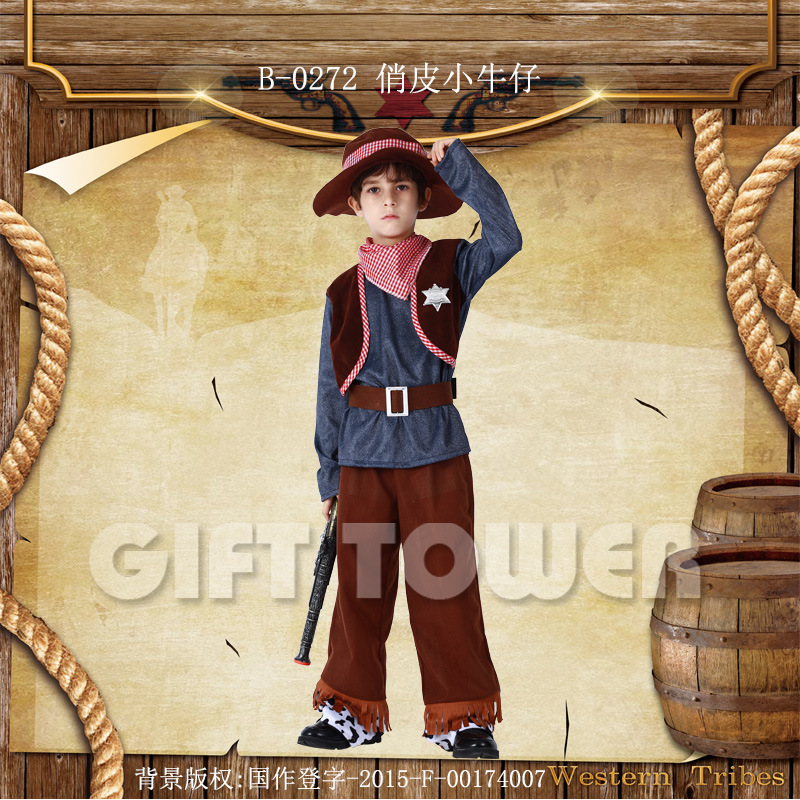 Hwan-woo's carnival costume, mascots, dance hero performance costume,B-0272 handsome little cowboy