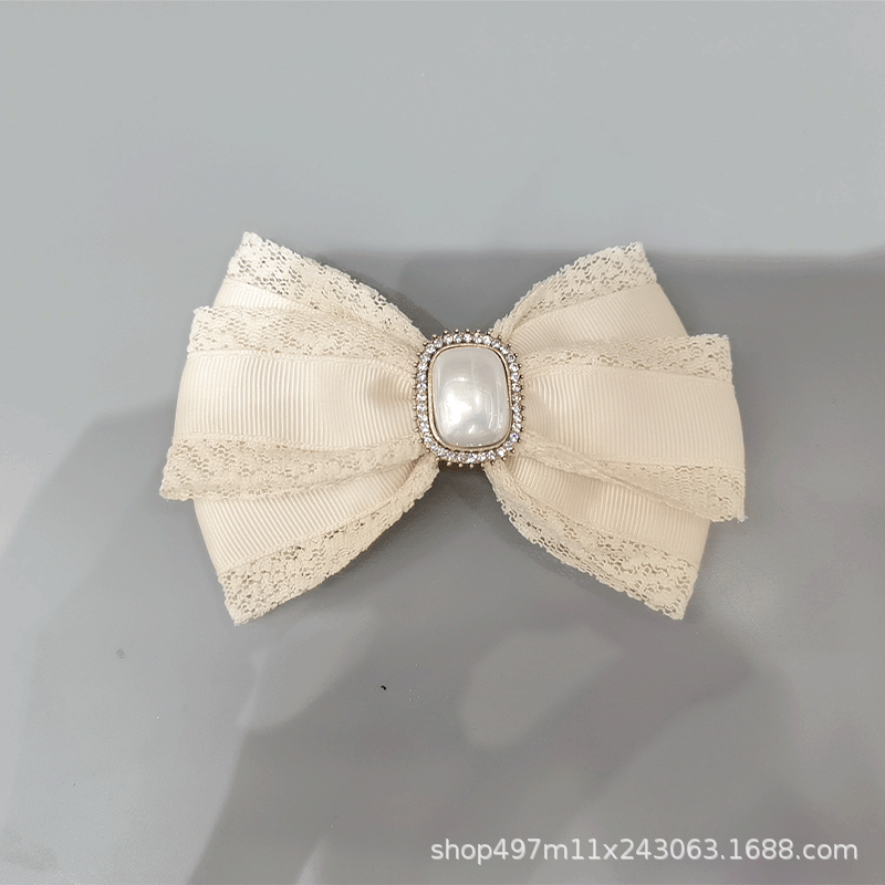 New Korean Lace Bow Back Head Clip Women Simple Fashion Hair Accessories Manufacturers Direct Supply details Picture