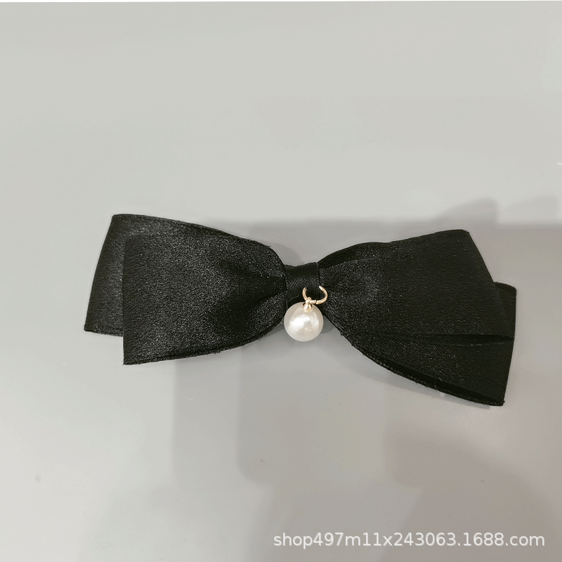 The New Ribbon Pearl Bow Double Hair Clip Back Head One Word Clip Simple Fashion Women Hair Accessories Manufacturers Application Scenario