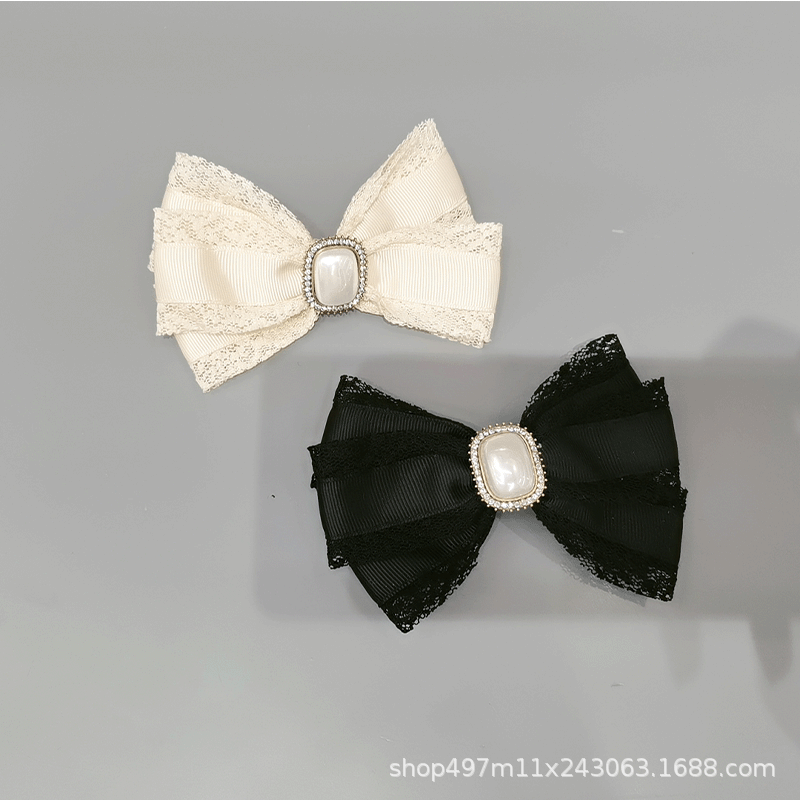 New Korean Lace Bow Back Head Clip Women Simple Fashion Hair Accessories Manufacturers Direct Supply