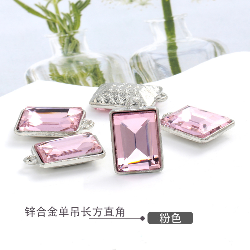 Factory wholesale rectangular glass single hanging diy jewelry accessories, clothing accessories, rectangular right-angle glass pendants undefined