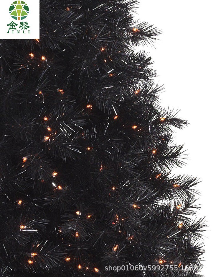 2021 New 2.1-meter black PVC Christmas tree LED light Christmas tree Christmas decoration supplies for hotels and shopping malls Specification image