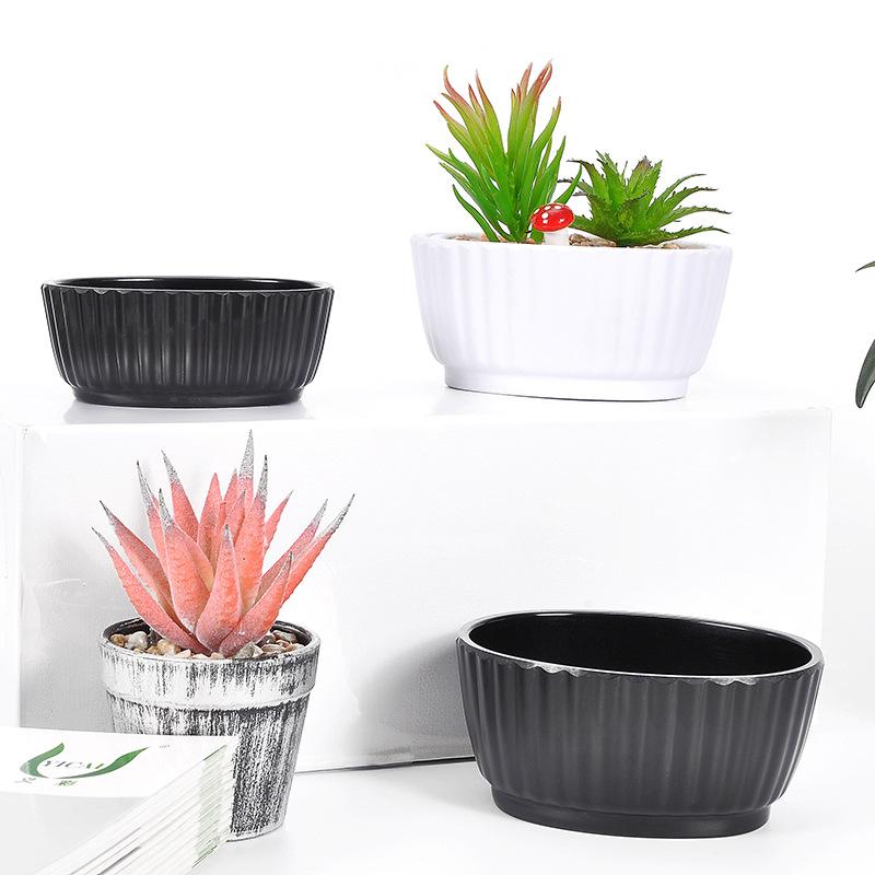 The manufacturer supplies Y113 series vertical striped oval antique flower POTS and flower vases Item Picture