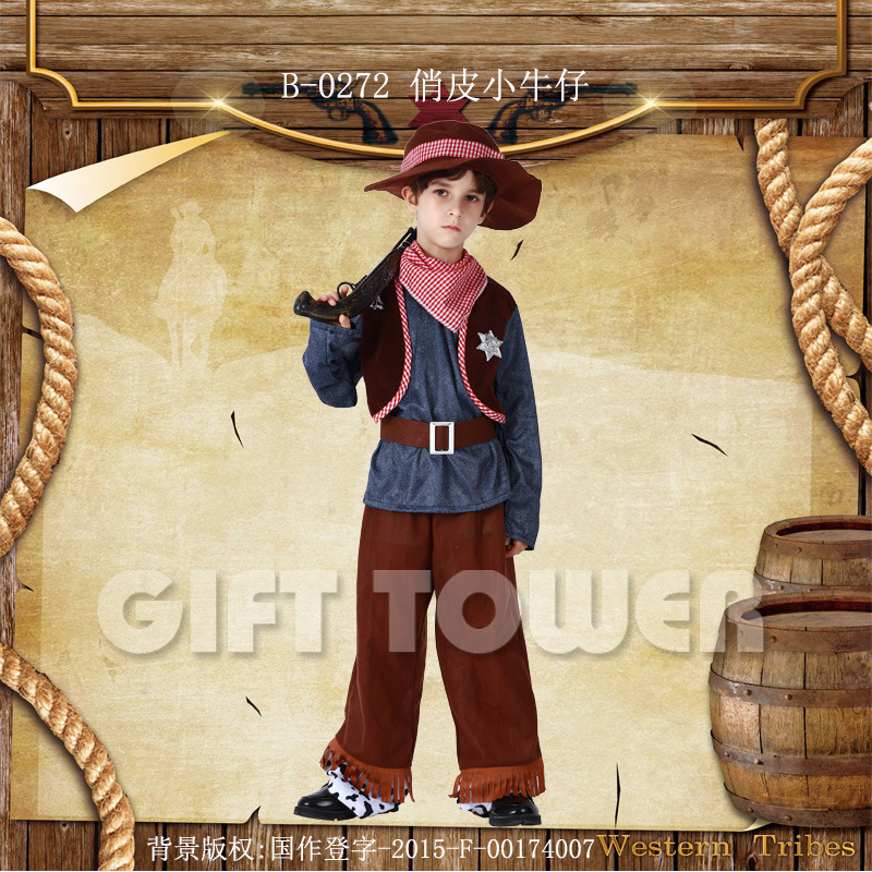 Hwan-woo's carnival costume, mascots, dance hero performance costume,B-0272 handsome little cowboy Specification image