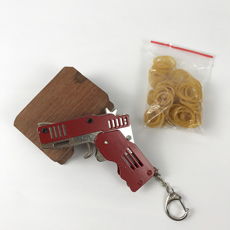 折叠皮筋枪连发金属连射橡皮筋软弹可折叠橡皮枪合金儿童玩具细节图