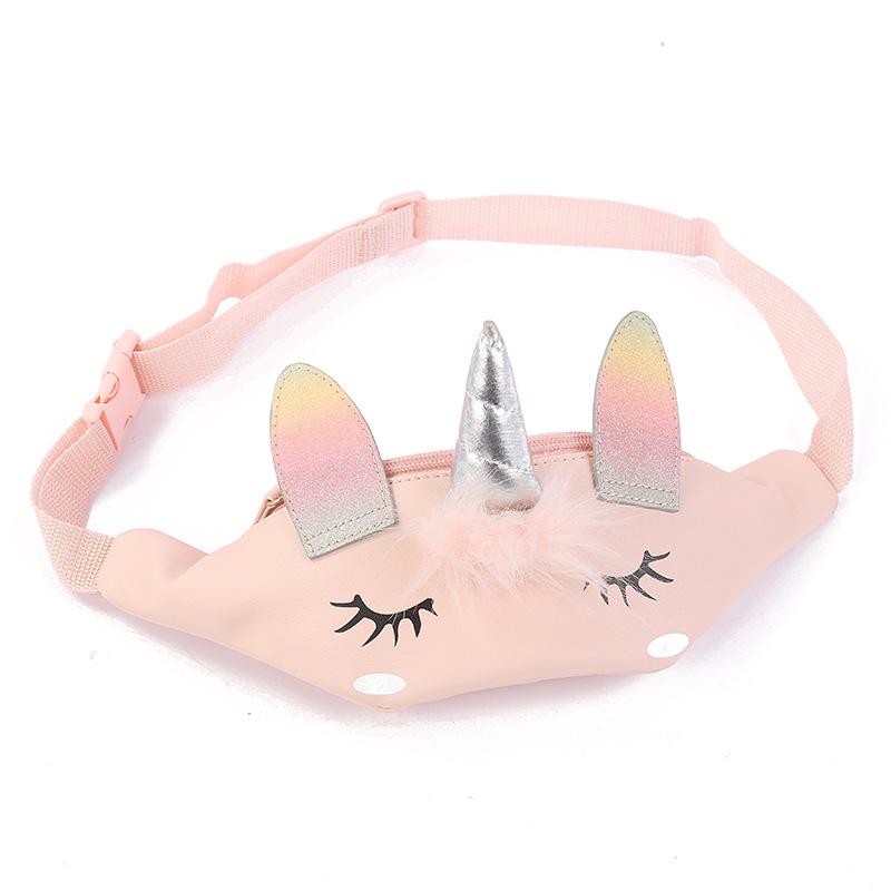 Unicornio cartoon PU una bolsa de hombro pequeña niña linda bolsa de cintura de ojos grandes niños kindergarten bolsa crossbody bolsa de pecho Item Picture