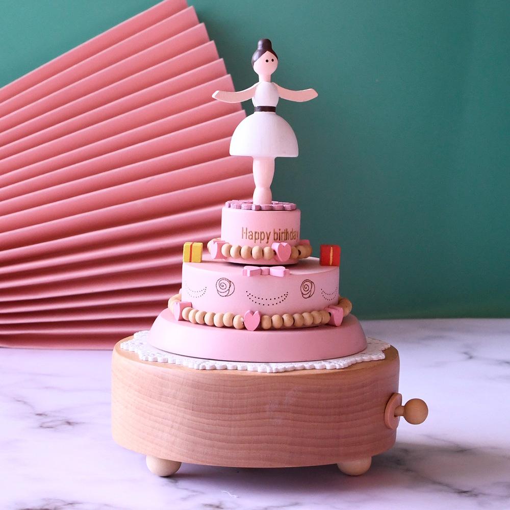 Ballerina Girl Music box Happy Birthday cake music box Wooden craft decorations Wooden small gifts