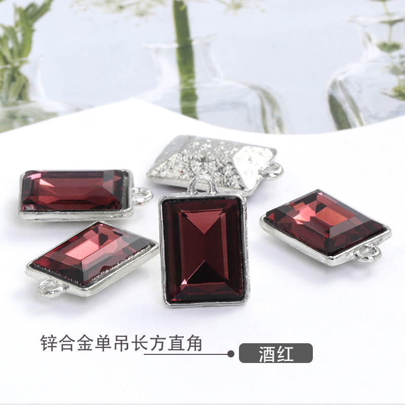 Factory wholesale rectangular glass single hanging diy jewelry accessories, clothing accessories, rectangular right-angle glass pendants undefined
