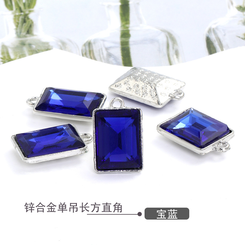 Factory wholesale rectangular glass single hanging diy jewelry accessories, clothing accessories, rectangular right-angle glass pendants undefined