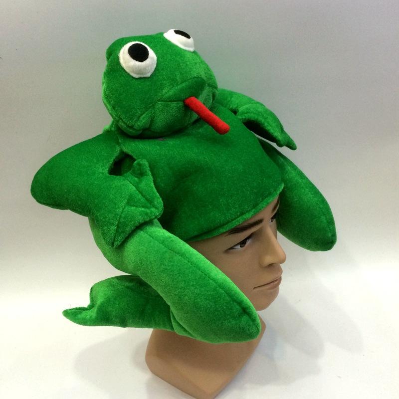 Green frog prince hats, various animal soft hats, performance hats, custom-made stage performance hats details Picture