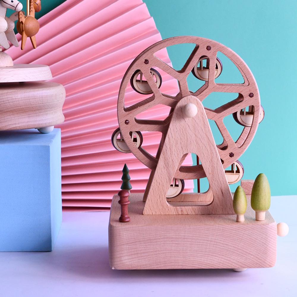 Manufacturers spot rotating Ferris wheel Kawaii wooden music box crafts music box 520 gifts can be customized