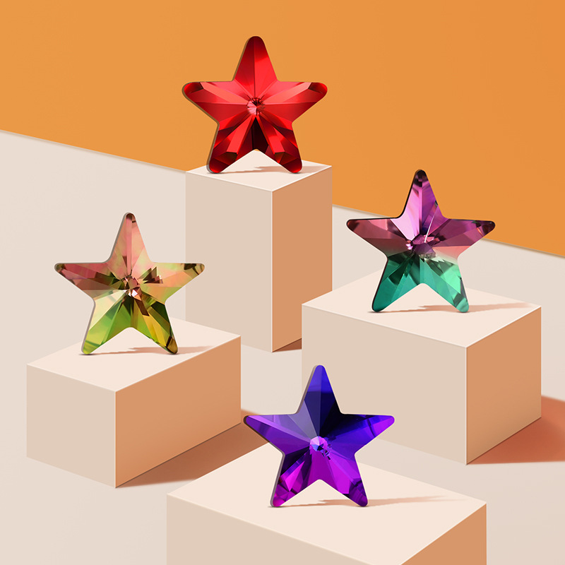 High-end pentagonal star diamond pointed-bottom irregular-shaped diamond nail polish diamond diy crystal glass jewelry accessories Star diamond iridescent color details Picture