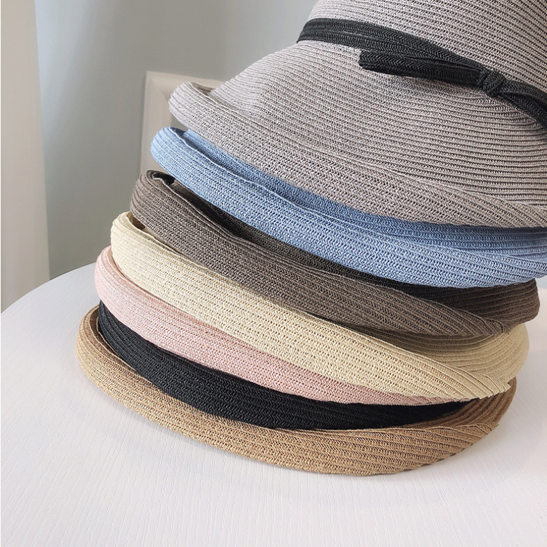 Hepburn style straw hat, retro and youthful, making the face look smaller, foldable Japanese grass sun hat, children, summer beach details Picture