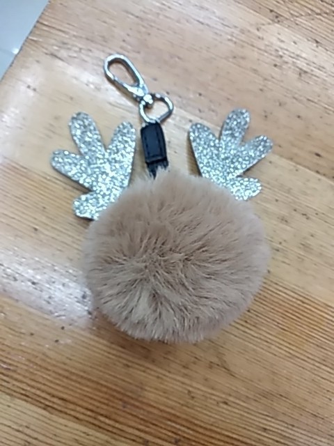 直供韩版可爱小清新鹿角毛球毛毛球卡通钥匙扣服装服饰毛绒球挂件