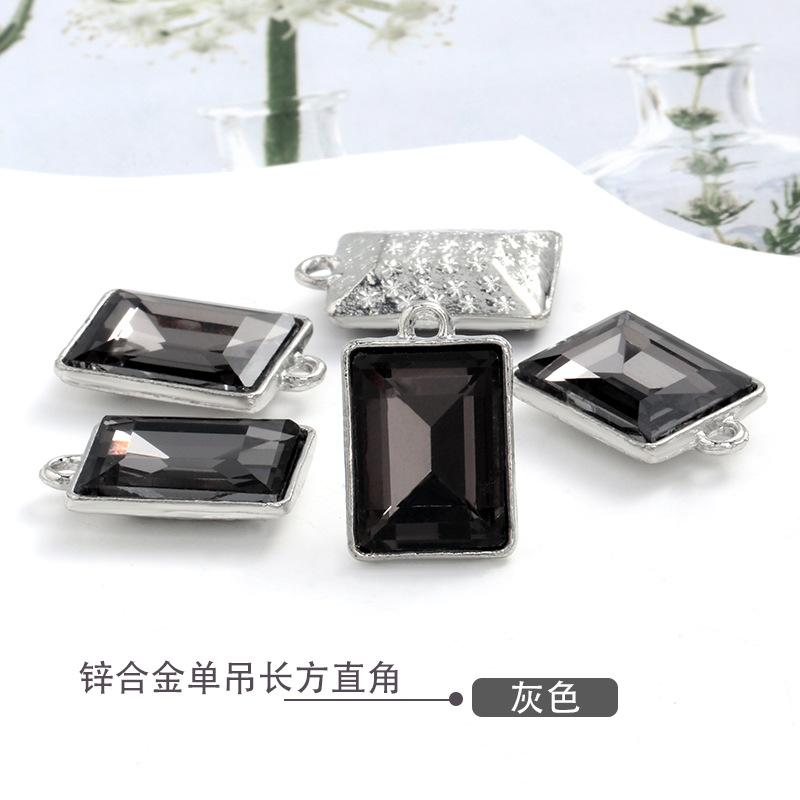 Factory wholesale rectangular glass single hanging diy jewelry accessories, clothing accessories, rectangular right-angle glass pendants undefined