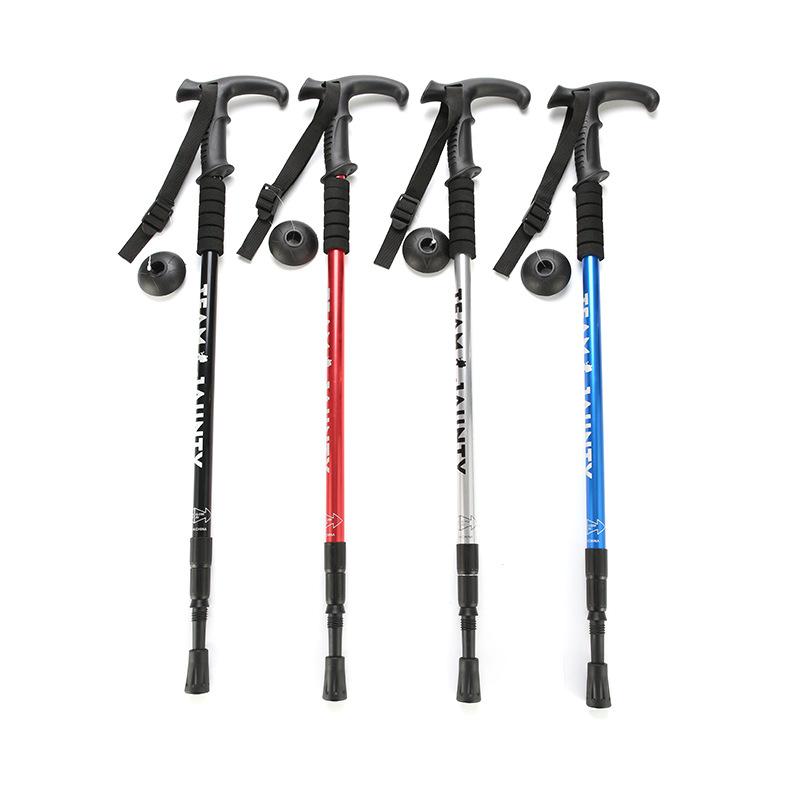 Three-section telescopic straight handle and curved handle high-strength 6061 aluminum alloy outdoor hiking poles, walking sticks and walking crutches Specification image
