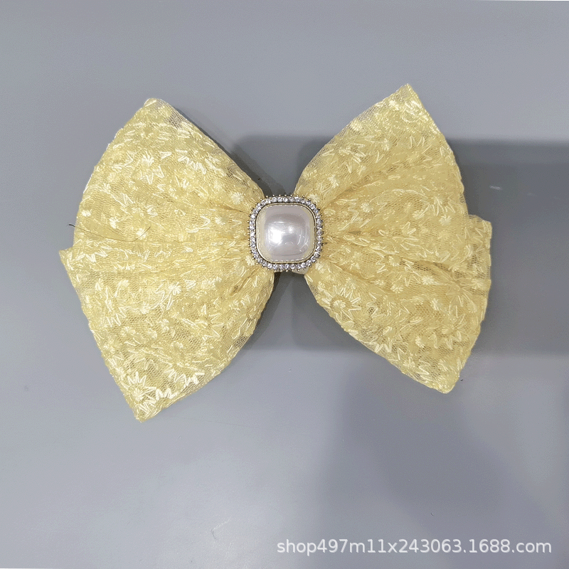 New Korean Lace Double Bow Hair Clip Simple Fashion Back Head Spring Clip Hair Accessories Manufacturers Direct Supply Application Scenario