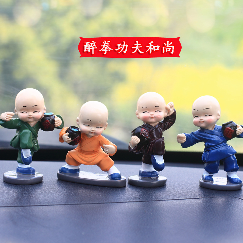 New creative car decoration, a colorful coat of Kung Fu monk resin display piece, a cute gift decoration for both car and home use undefined