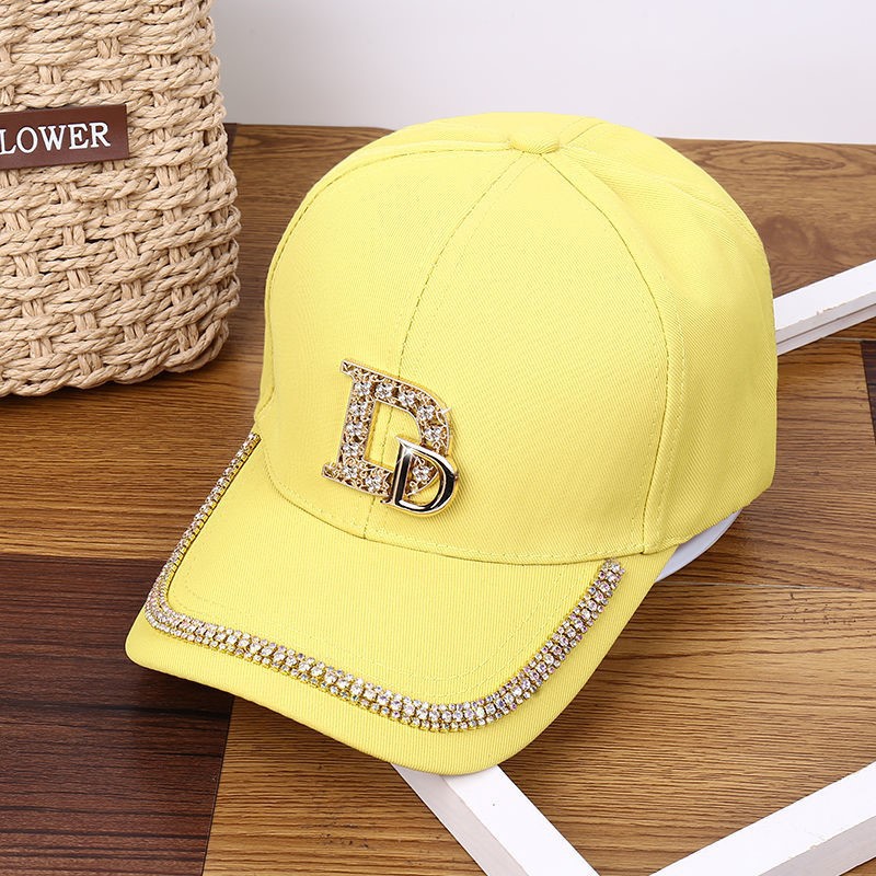 ins韩版百搭显脸小众网红潮牌棒球帽子女春夏带钻字母鸭舌帽白色详情图10