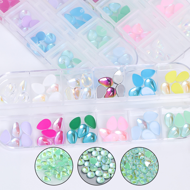 Cross-border nail art 12-compartment plain mixed box set, nail drill nail patch box set, nail drill Mocha electroplated mixed set details Picture