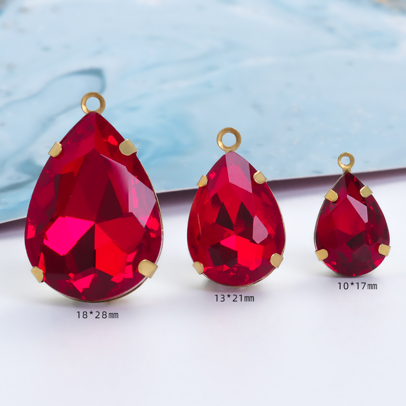 Factory wholesale of single-hanging water-drop glass claw drills for clothing, wedding dresses, shoes, accessories and DIY hand-sewn drills with holes Specification image