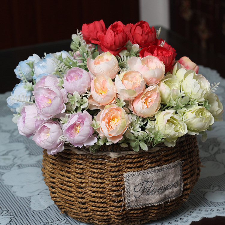 Silk fabric peony artificial flower handles, door knocker decorative flowers, silk flower artificial flowers, wall decorations, hanging decorations, Amazon supply details Picture