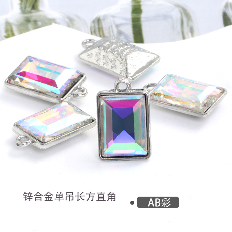 Factory wholesale rectangular glass single hanging diy jewelry accessories, clothing accessories, rectangular right-angle glass pendants undefined