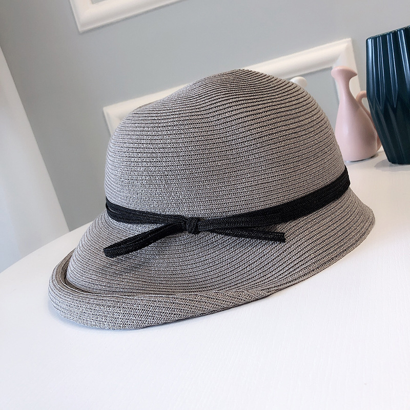 Hepburn style straw hat, retro and youthful, making the face look smaller, foldable Japanese grass sun hat, children, summer beach undefined