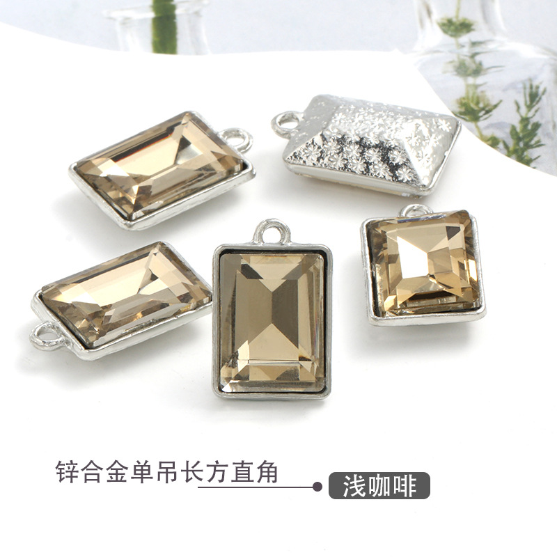 Factory wholesale rectangular glass single hanging diy jewelry accessories, clothing accessories, rectangular right-angle glass pendants undefined