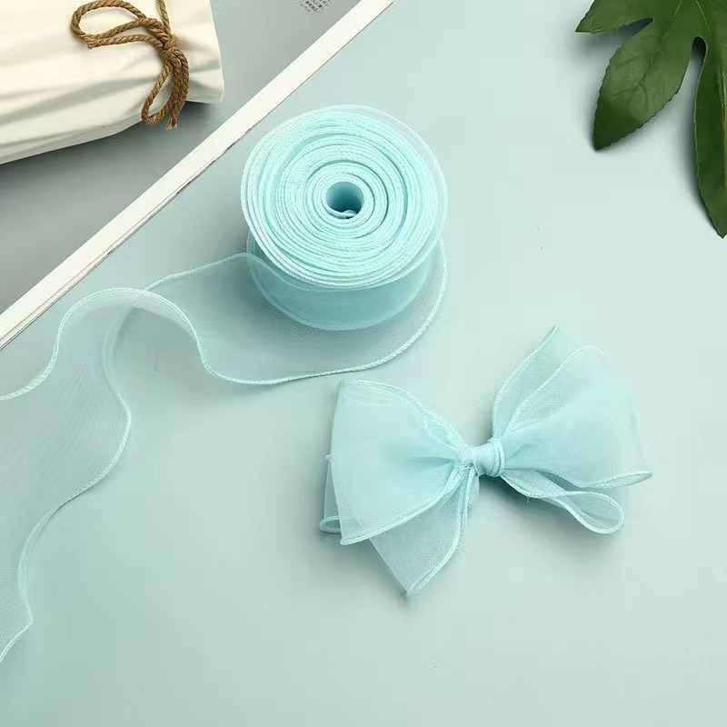 4cm雪纱婚礼彩带鱼尾纱 DIY韩版涤纶织带蝴蝶结丝带厂家直供详情图16