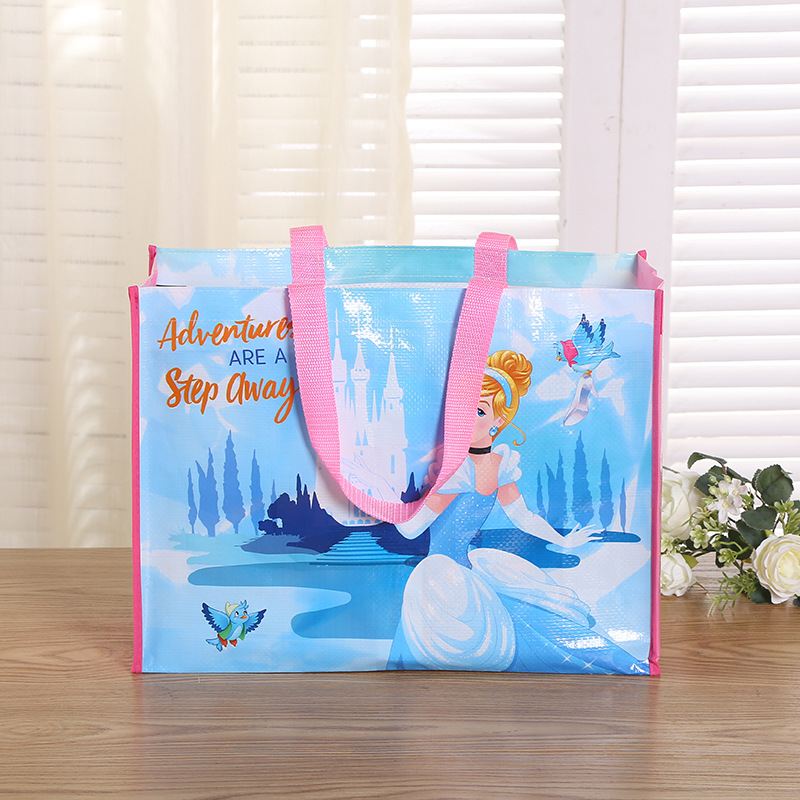The new advertising bag color printed woven bag can be customized logo supermarket shopping hand open pocket non-woven bag wholesale thumbnail