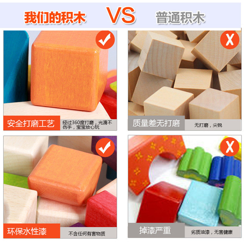 50-piece bucket arithmetic enlightenment building blocks printed diy early education building blocks cross-border children's wooden toys custom wholesale Application Scenario